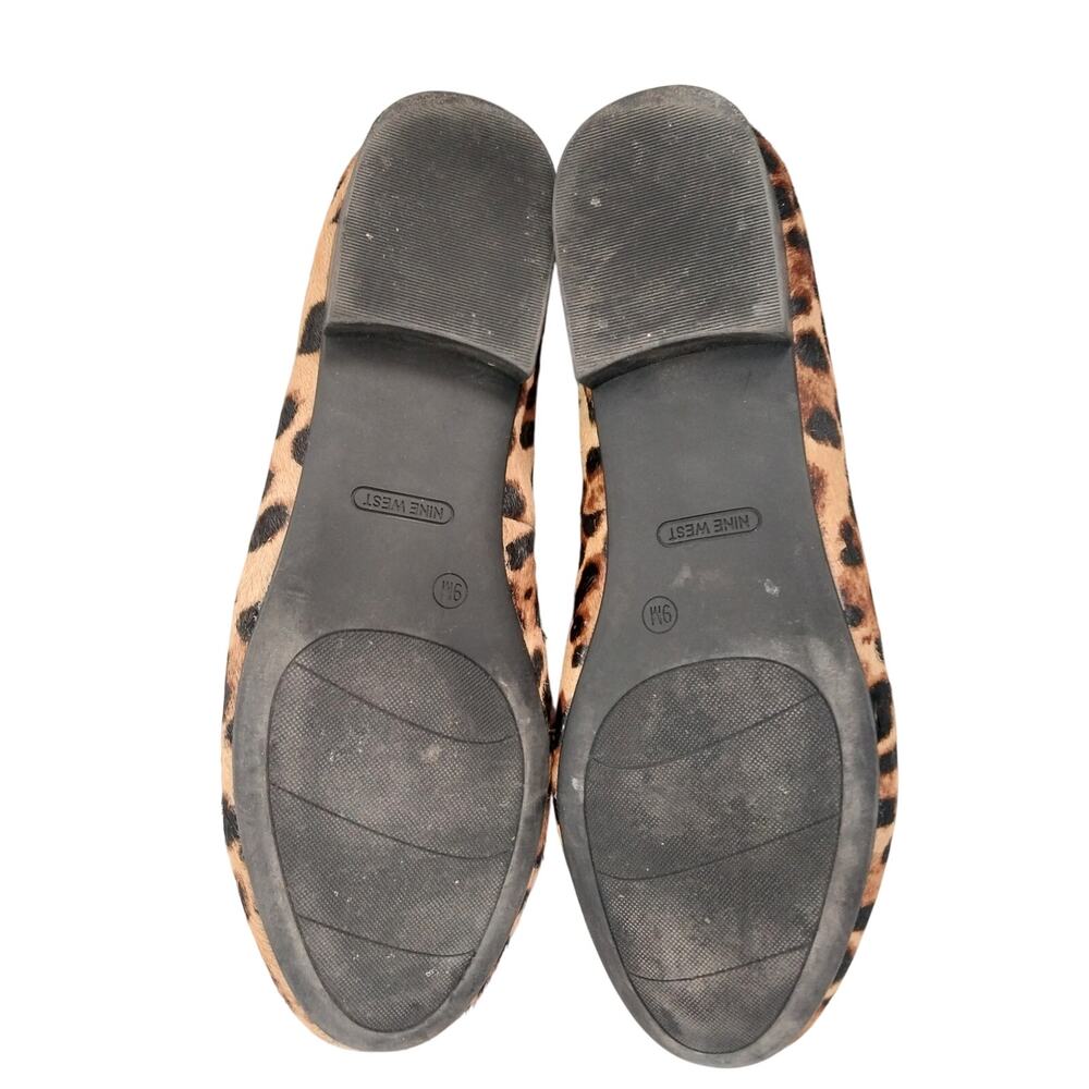 NINE WEST! BLACK, BROWN & TAN LEOPARD GENUINE LEATHER COWHIDE FLATS! SZ 9M - Picture 9 of 11